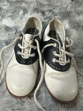 smartfit White and Black Kids Saddle Lace-Up Dress Shoes